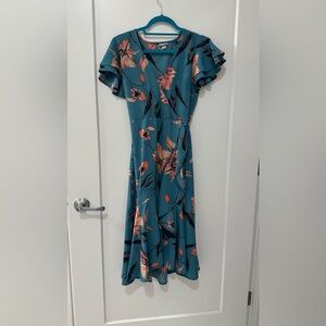 Floral faux wrap dress